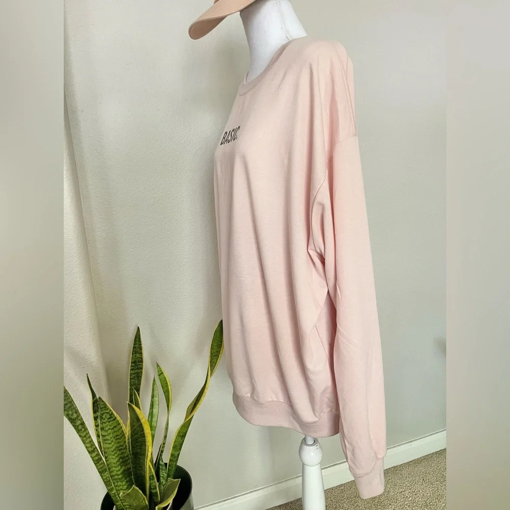 New - Pink BASIC Crewneck Pull over Sweatshirt - Picture 5 of 8